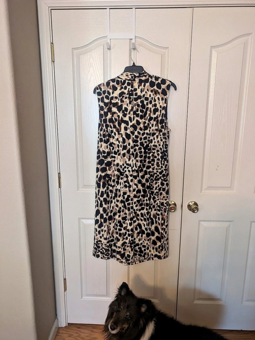Donna Karan New York Leopard Print Sleeveless Wrap Dress Wrap Mini Dress Medium